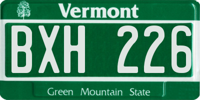 VT license plate BXH226