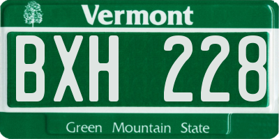 VT license plate BXH228