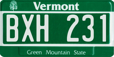 VT license plate BXH231