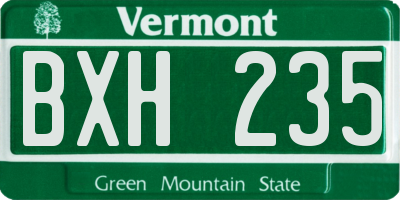 VT license plate BXH235