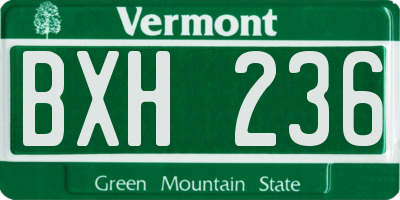 VT license plate BXH236