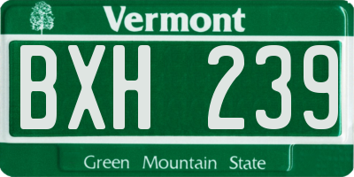 VT license plate BXH239