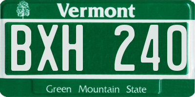 VT license plate BXH240