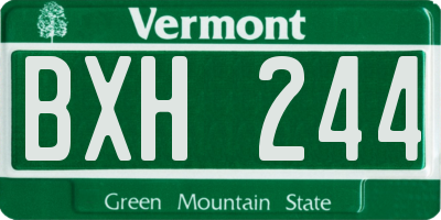 VT license plate BXH244