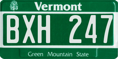 VT license plate BXH247