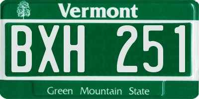 VT license plate BXH251