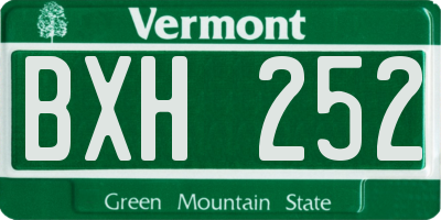 VT license plate BXH252