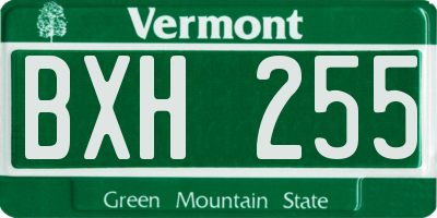 VT license plate BXH255