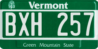 VT license plate BXH257