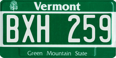 VT license plate BXH259