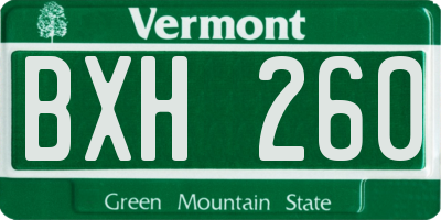 VT license plate BXH260