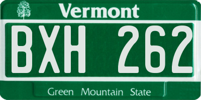 VT license plate BXH262