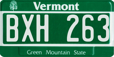 VT license plate BXH263