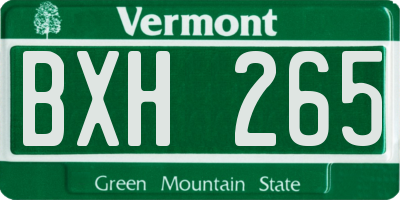VT license plate BXH265