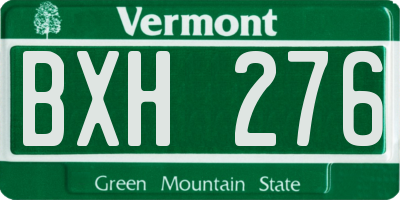 VT license plate BXH276