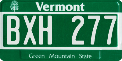 VT license plate BXH277
