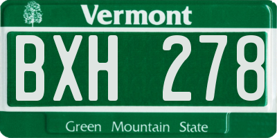 VT license plate BXH278