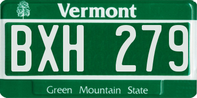 VT license plate BXH279