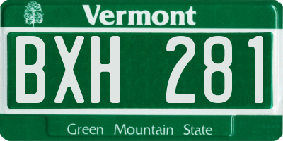 VT license plate BXH281