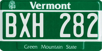 VT license plate BXH282