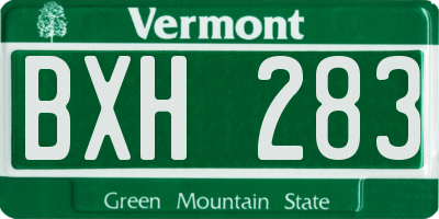 VT license plate BXH283