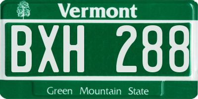 VT license plate BXH288