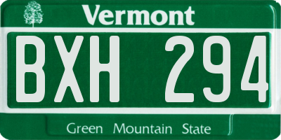 VT license plate BXH294