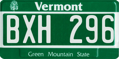 VT license plate BXH296