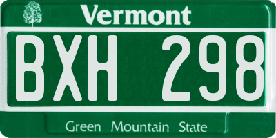 VT license plate BXH298