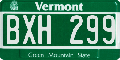 VT license plate BXH299