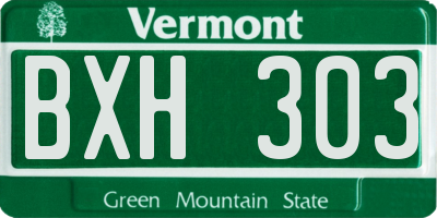 VT license plate BXH303