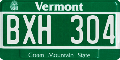 VT license plate BXH304