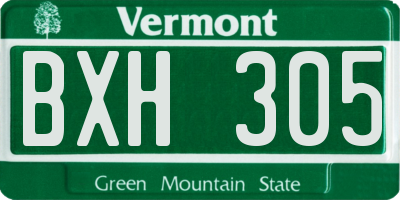 VT license plate BXH305