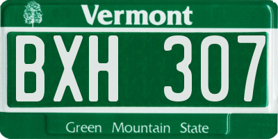 VT license plate BXH307