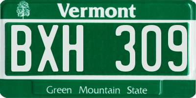VT license plate BXH309