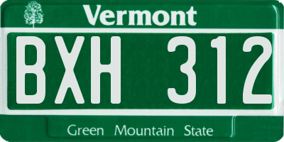 VT license plate BXH312