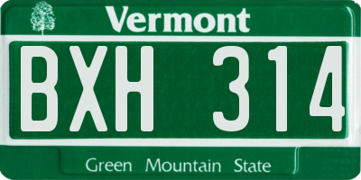 VT license plate BXH314