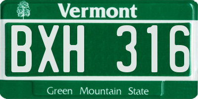 VT license plate BXH316