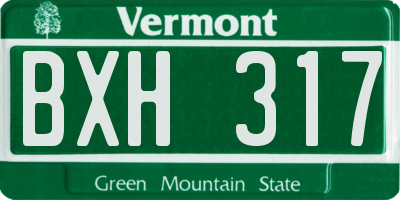 VT license plate BXH317