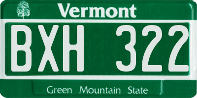 VT license plate BXH322