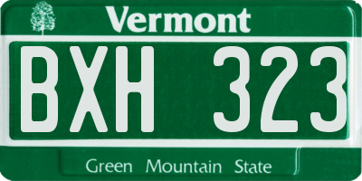 VT license plate BXH323
