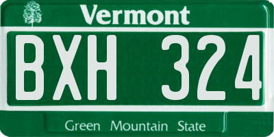 VT license plate BXH324
