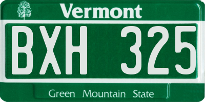 VT license plate BXH325