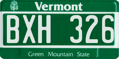 VT license plate BXH326