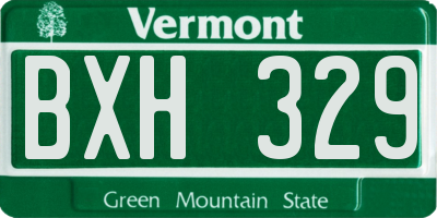 VT license plate BXH329