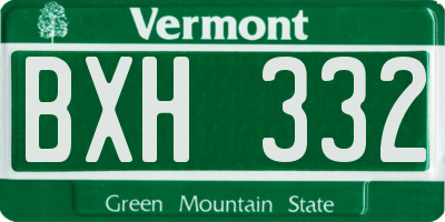VT license plate BXH332