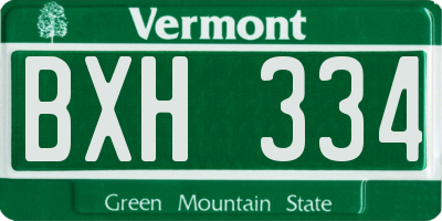 VT license plate BXH334