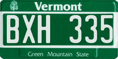 VT license plate BXH335