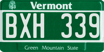 VT license plate BXH339