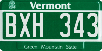 VT license plate BXH343